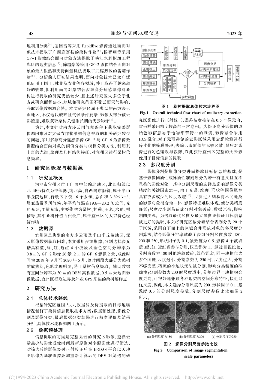 结合多源遥感影像与面向对象方法的桑树信息提取_张家玫.pdf_第2页