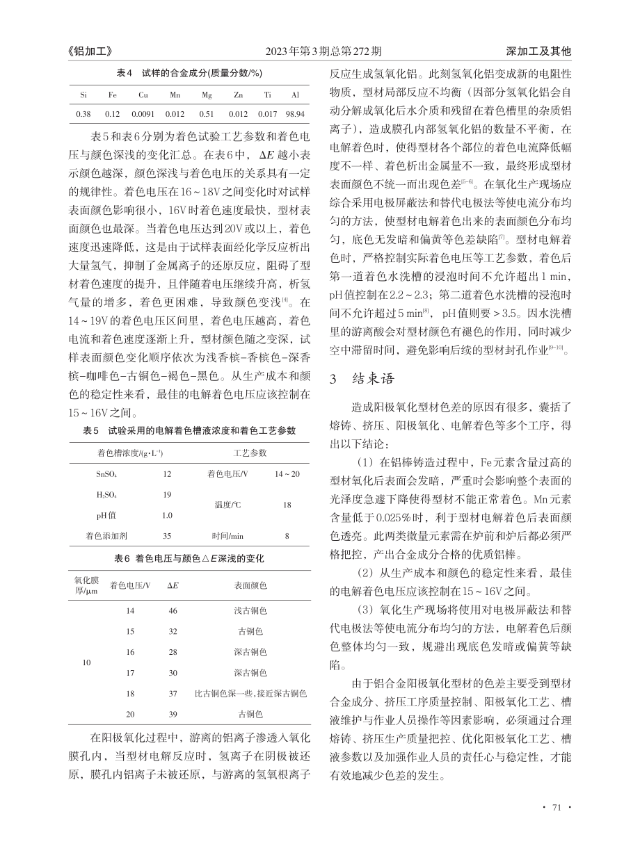 6063铝合金阳极氧化型材的色差缺陷浅析_陈庆文.pdf_第3页