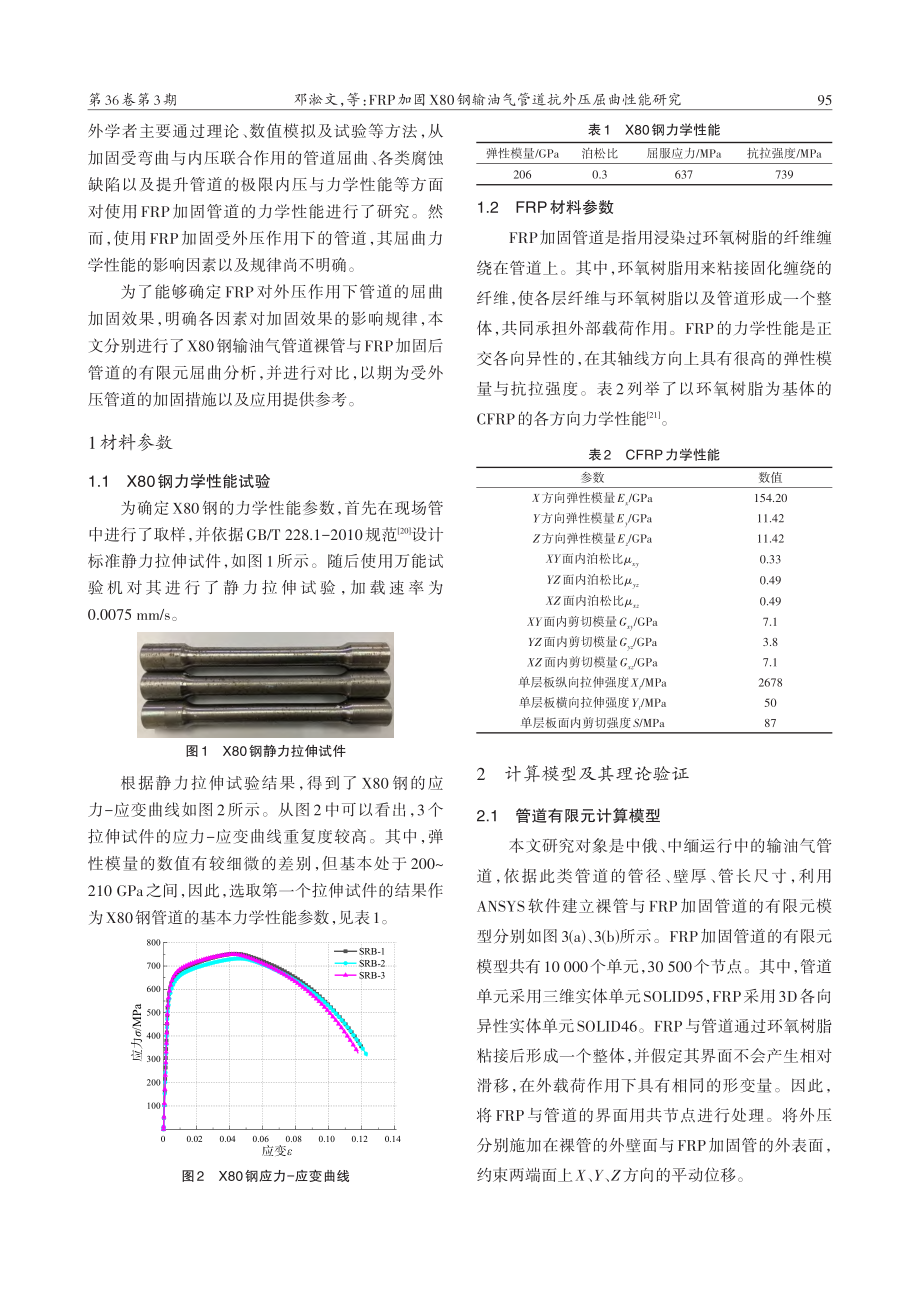 FRP加固X80钢输油气管道抗外压屈曲性能研究_邓淞文.pdf_第2页