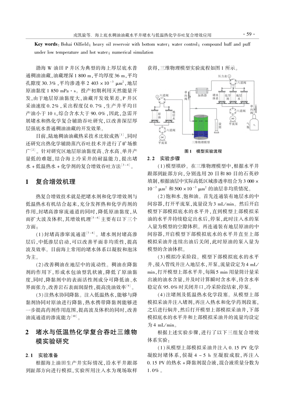 海上底水稠油油藏水平井堵水...低温热化学吞吐复合增效应用_戎凯旋.pdf_第2页