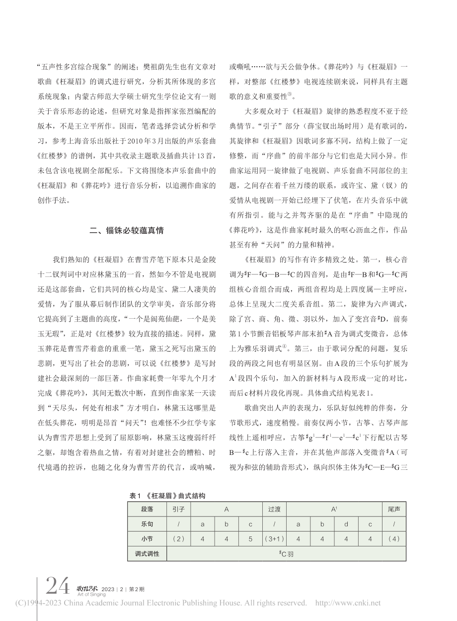 皆云作者痴谁解其中味？—...声乐套曲《红楼梦》创作选析_邹玘琛.pdf_第2页