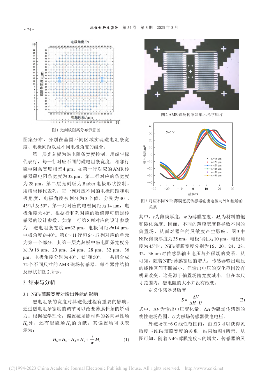 结构参数对各向异性磁电阻(...MR)磁场传感器性能的影响_王华昌.pdf_第3页