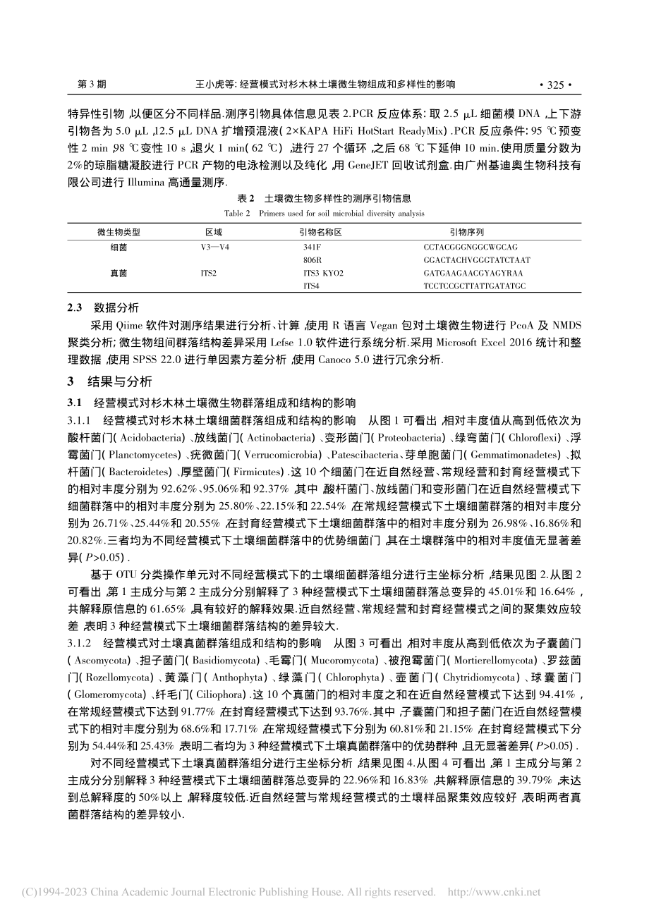 经营模式对杉木林土壤微生物组成和多样性的影响_王小虎.pdf_第3页