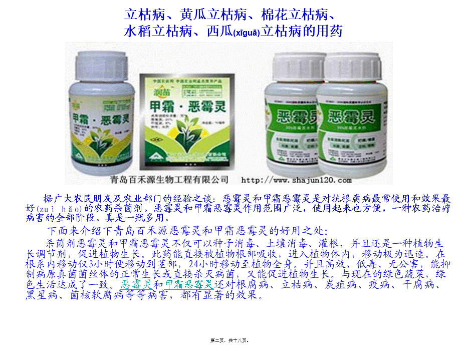 2022年医学专题—立枯病、黄瓜立枯病、棉花立枯病、水稻立枯病、西瓜立枯病的防治方法.ppt_第2页