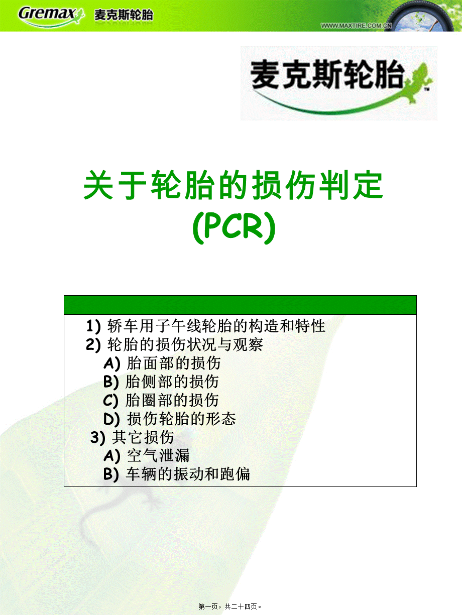 关于轿车用的轮胎的损伤判定.pptx_第1页