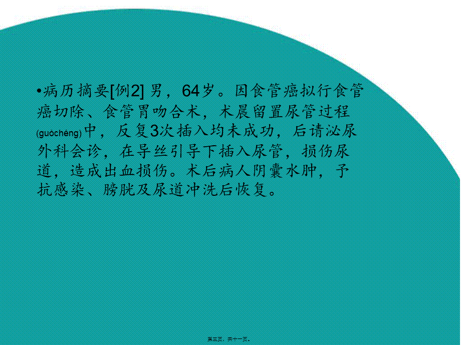 2022年医学专题—由于导尿操作不当致病人尿道损伤的案例剖析.ppt_第3页