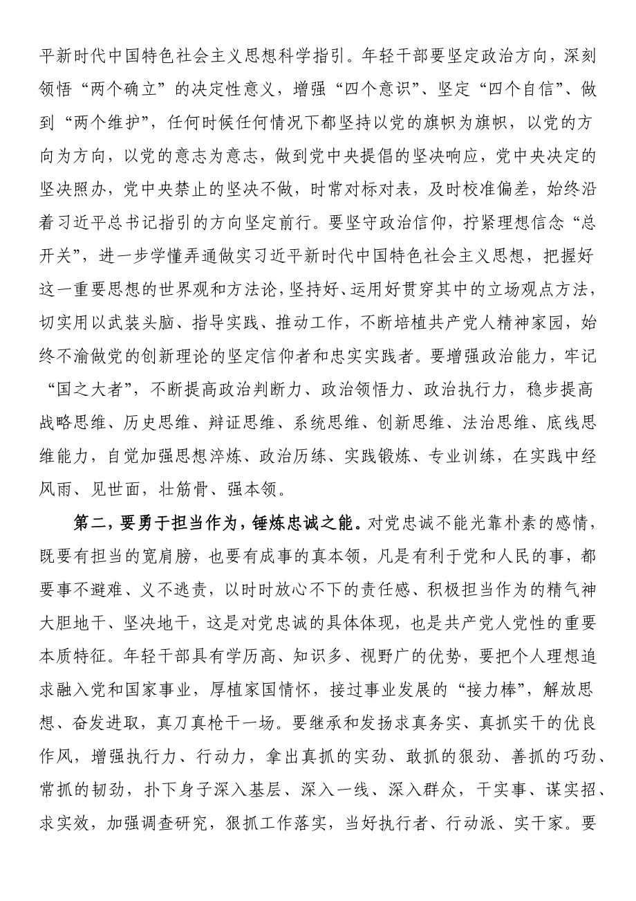 年轻干部专题党课：用实际行动体现对党忠诚.docx_第2页