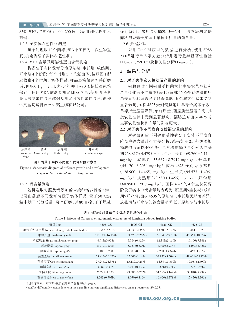 不同镉耐受性香菇子实体对镉胁迫的生理响应_翟丹丹.pdf_第3页