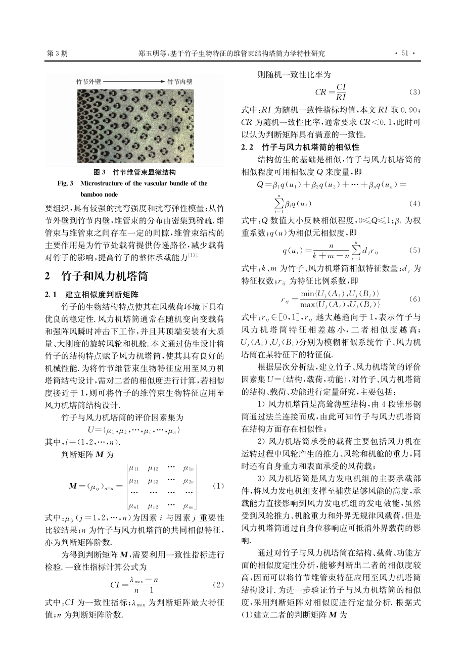 基于竹子生物特征的维管束结构塔筒力学特性研究_郑玉明.pdf_第3页