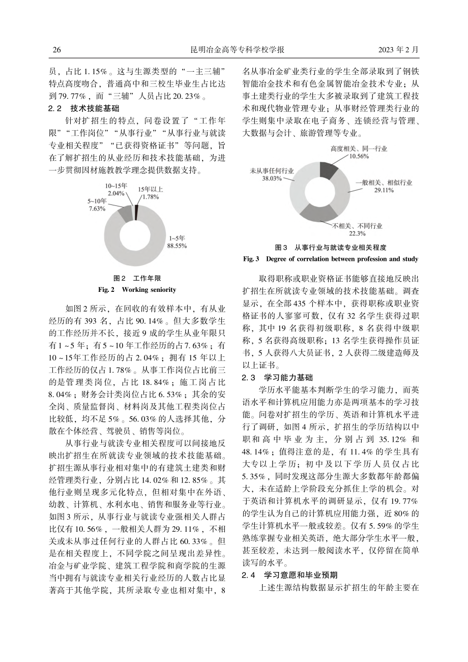 高职扩招学生学情调查分析与...以昆明冶金高等专科学校为例_涂伟.pdf_第3页