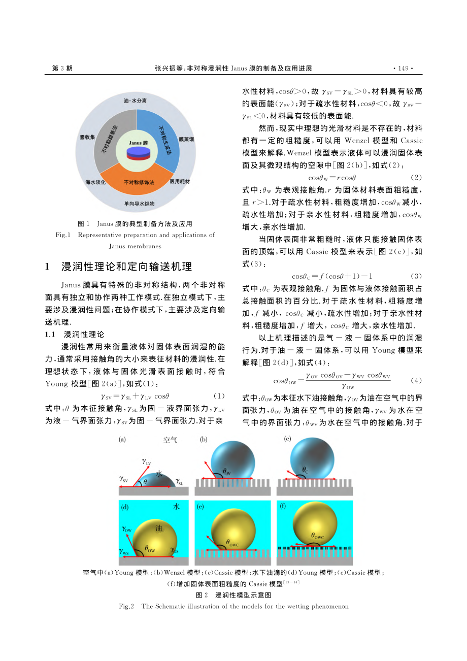 非对称浸润性Janus膜的制备及应用进展_张兴振.pdf_第2页