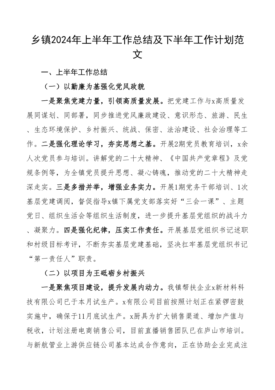 2024年上半年工作总结及下半年计划汇报报告 (1) .docx_第1页