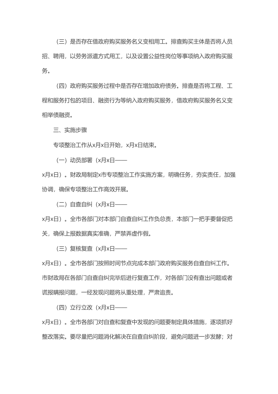 2024年市政府购买服务实施情况专项整治工作实施方案 .docx_第2页