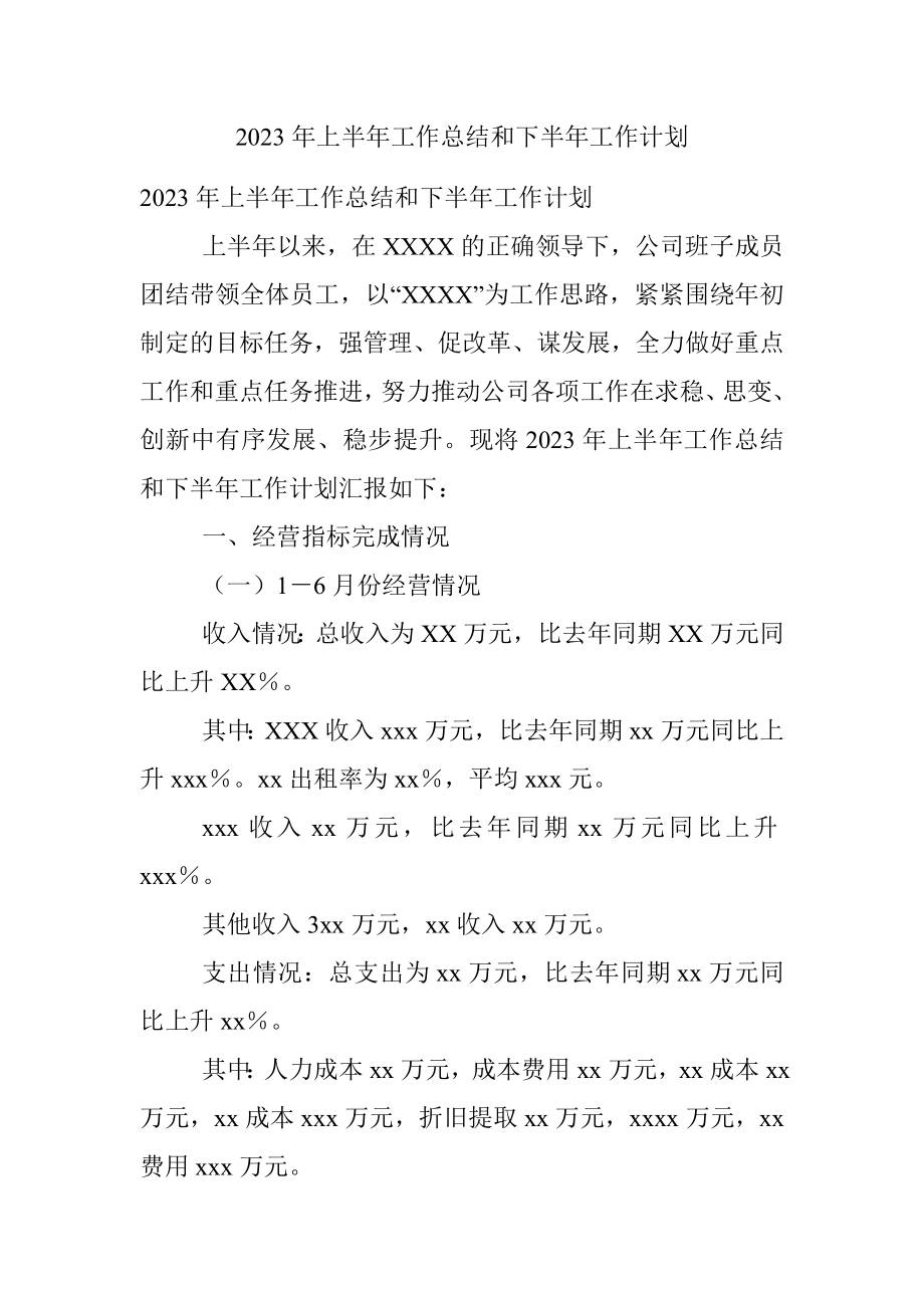 2023年上半年工作总结和下半年工作计划.docx_第1页