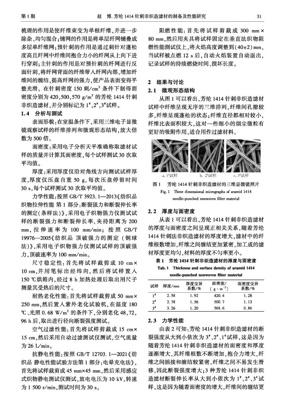 芳纶1414针刺非织造滤材的制备及性能研究.pdf_第2页