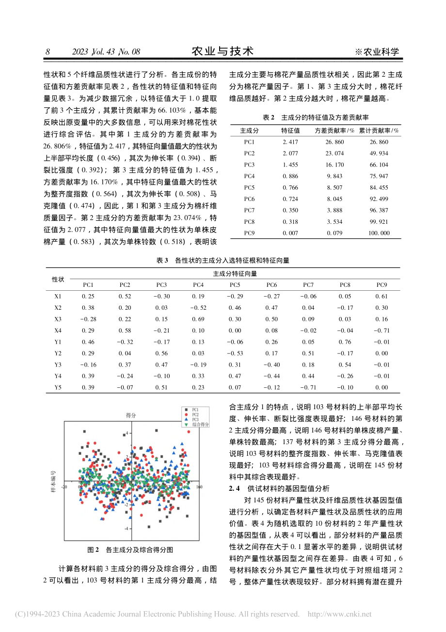 南疆优质陆地棉材料产量与纤维品质性状的多样性分析_王伟.pdf_第3页