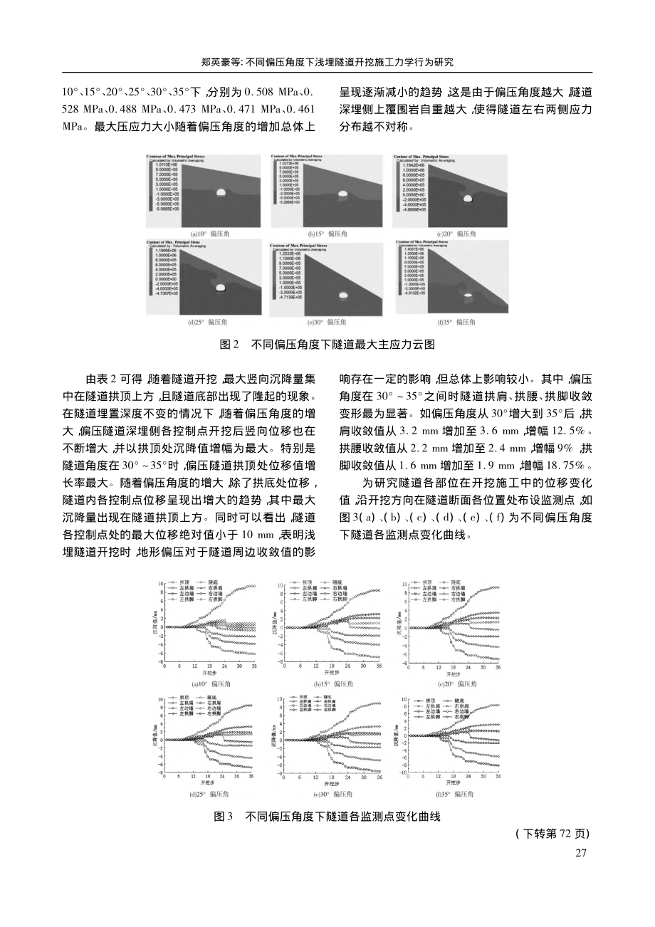 不同偏压角度下浅埋隧道开挖施工力学行为研究_郑英豪.pdf_第3页