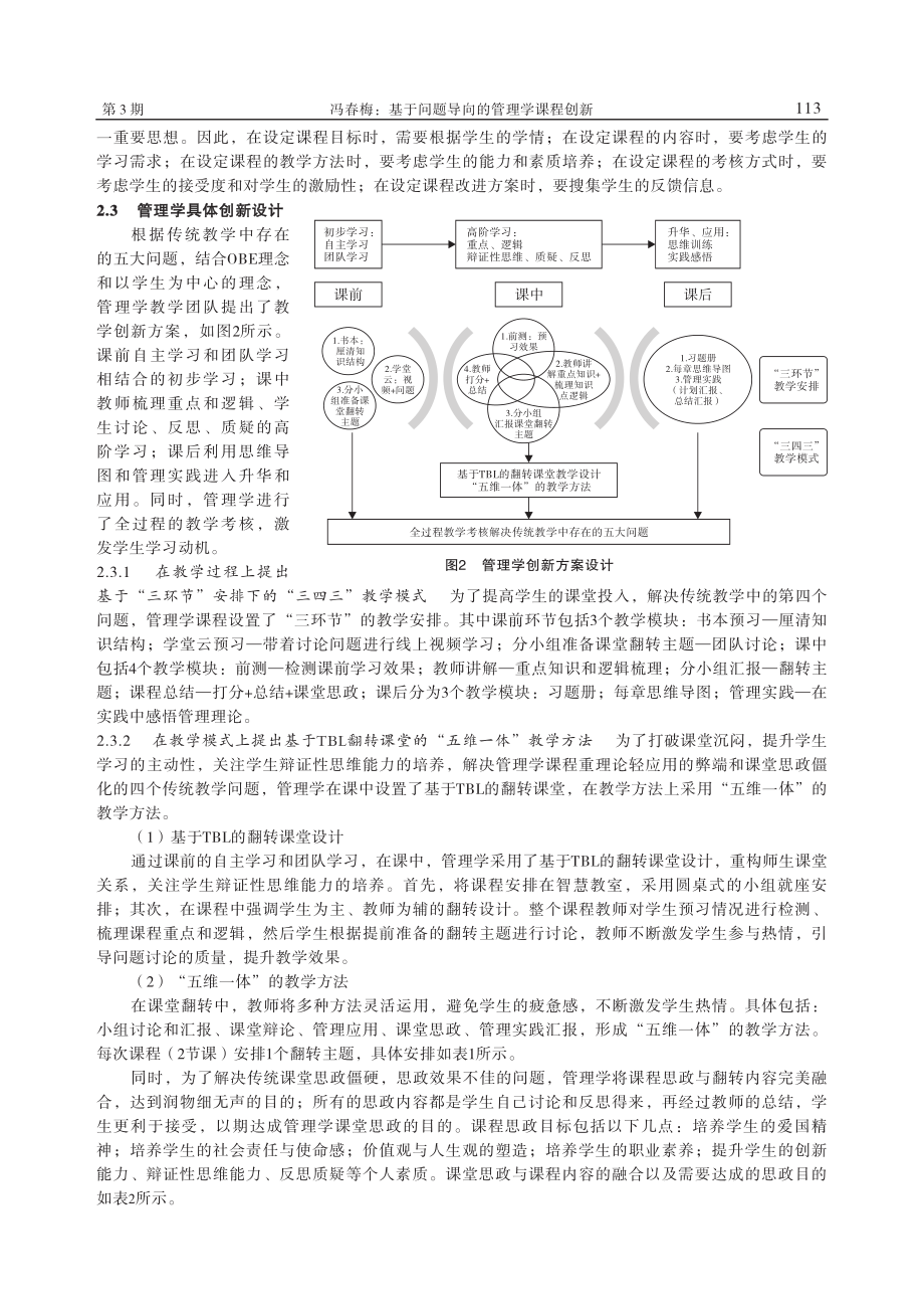 基于问题导向的管理学课程创...节”下的“三四三”教学模式_冯春梅.pdf_第3页