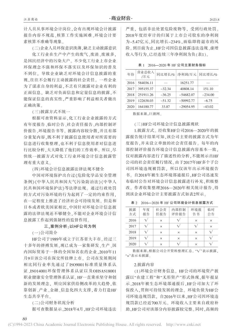 化工行业上市公司环境会计信...问题研究——以HF公司为例_孟祥柔.pdf_第2页