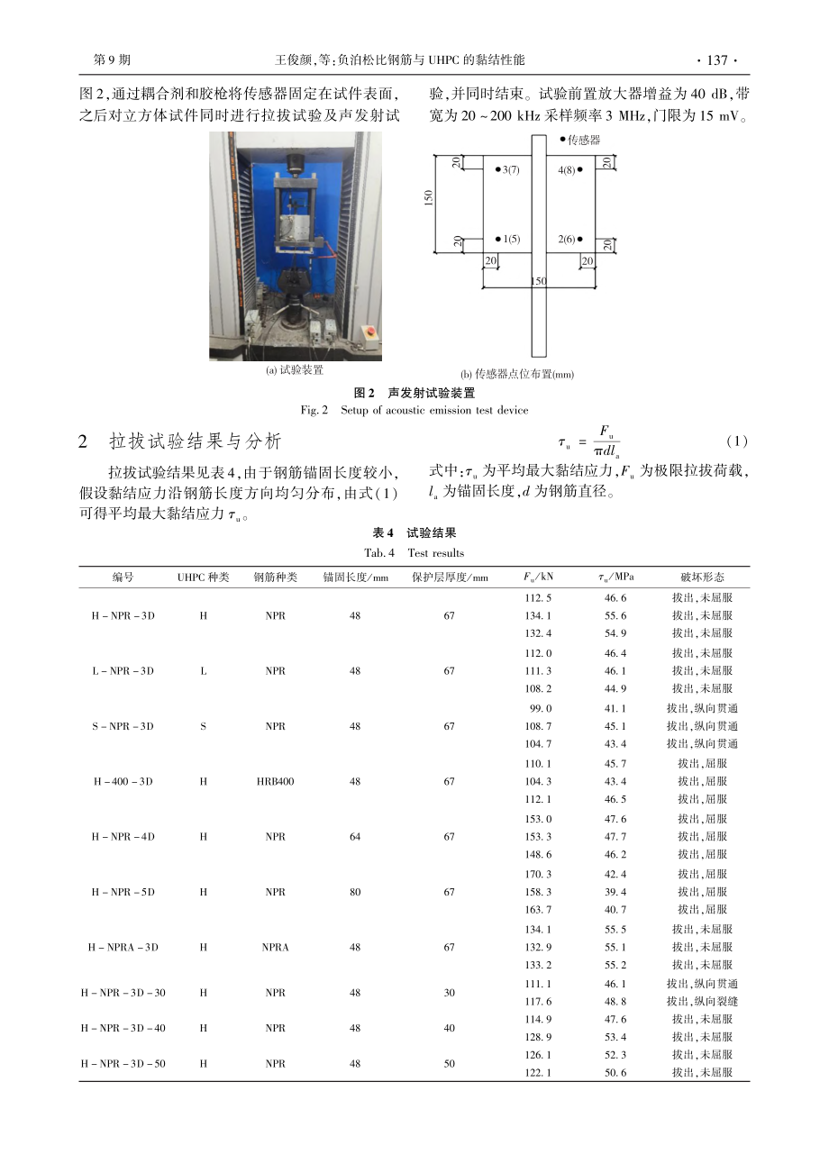 负泊松比钢筋与UHPC的黏结性能_王俊颜.pdf_第3页