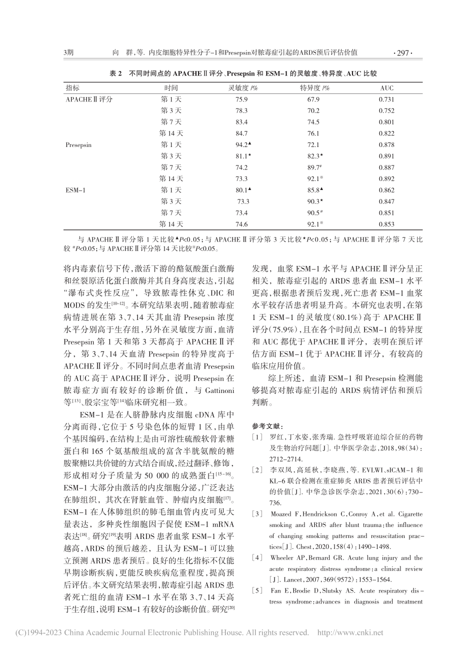 内皮细胞特异性分子-1和P...引起的ARDS预后评估价值_向群.pdf_第3页