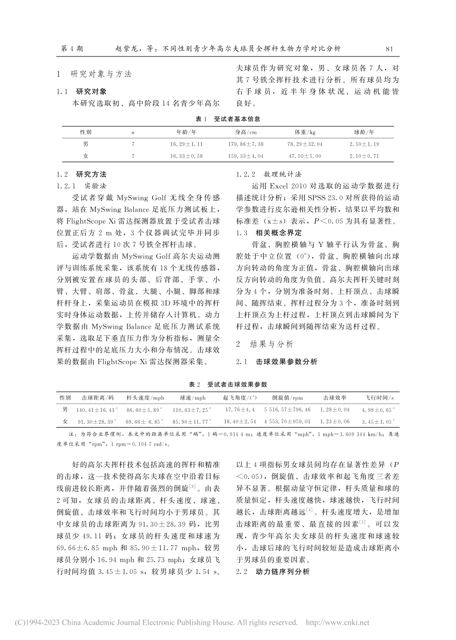 不同性别青少年高尔夫球员全挥杆生物力学对比分析_赵紫龙.pdf_第2页