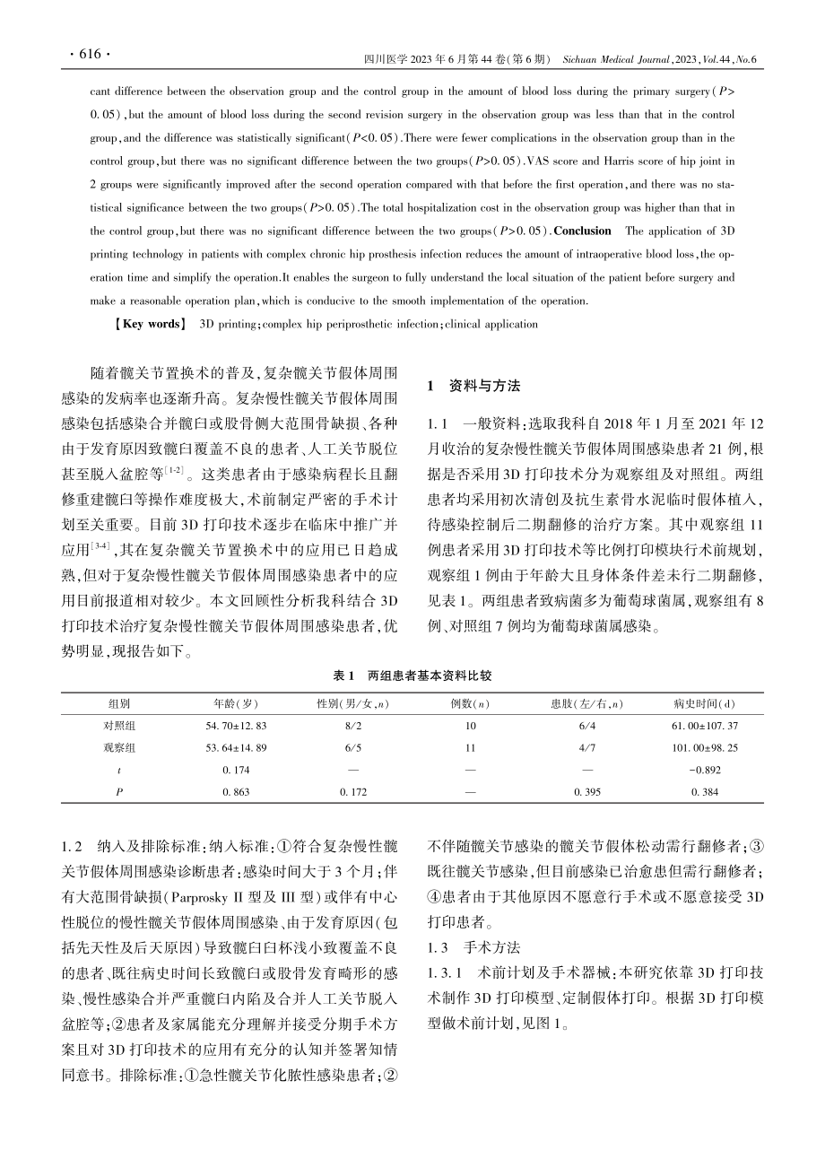 3D打印技术在复杂慢性髋关节假体周围感染中的临床研究_王洪平.pdf_第2页