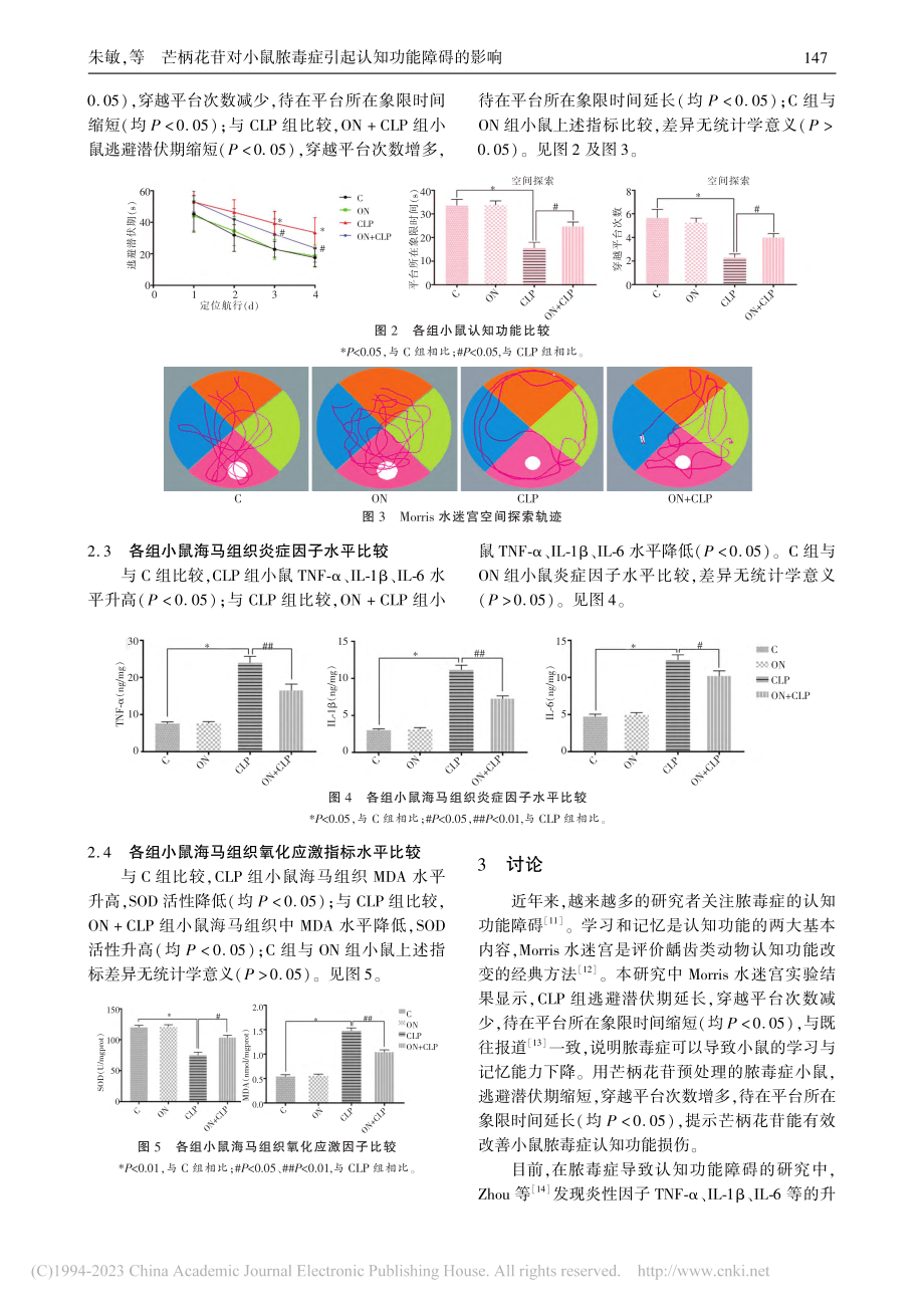 芒柄花苷对小鼠脓毒症引起认知功能障碍的影响_朱敏.pdf_第3页