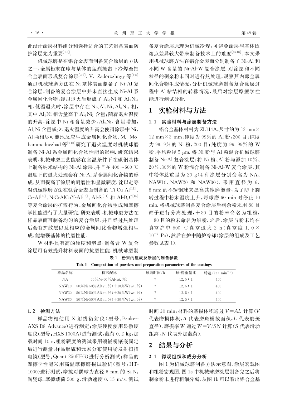 铝合金表面Ni基复合涂层制备机理及摩擦性能_闫成旗.pdf_第2页