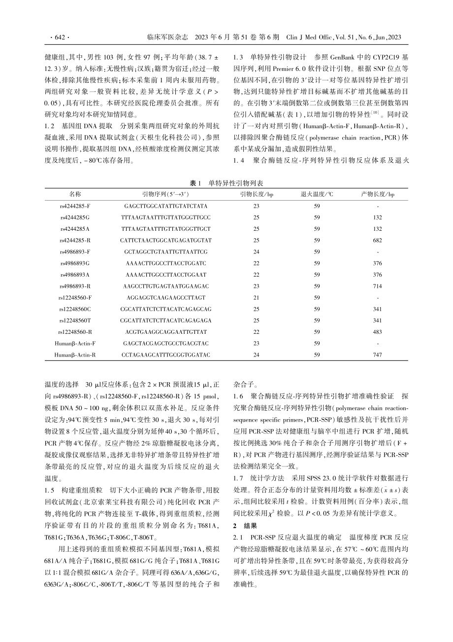 聚合酶链反应-序列特异性引...其与氯吡格雷抵抗相关性研究_刘丽平.pdf_第2页