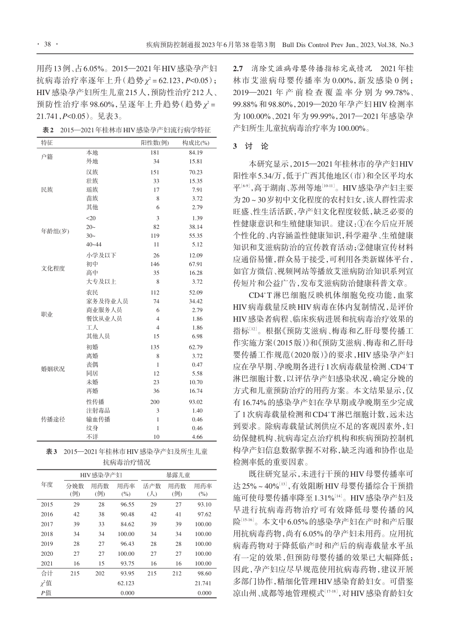 2015—2021年桂林市...及消除母婴传播工作成效评估_谢薇.pdf_第3页