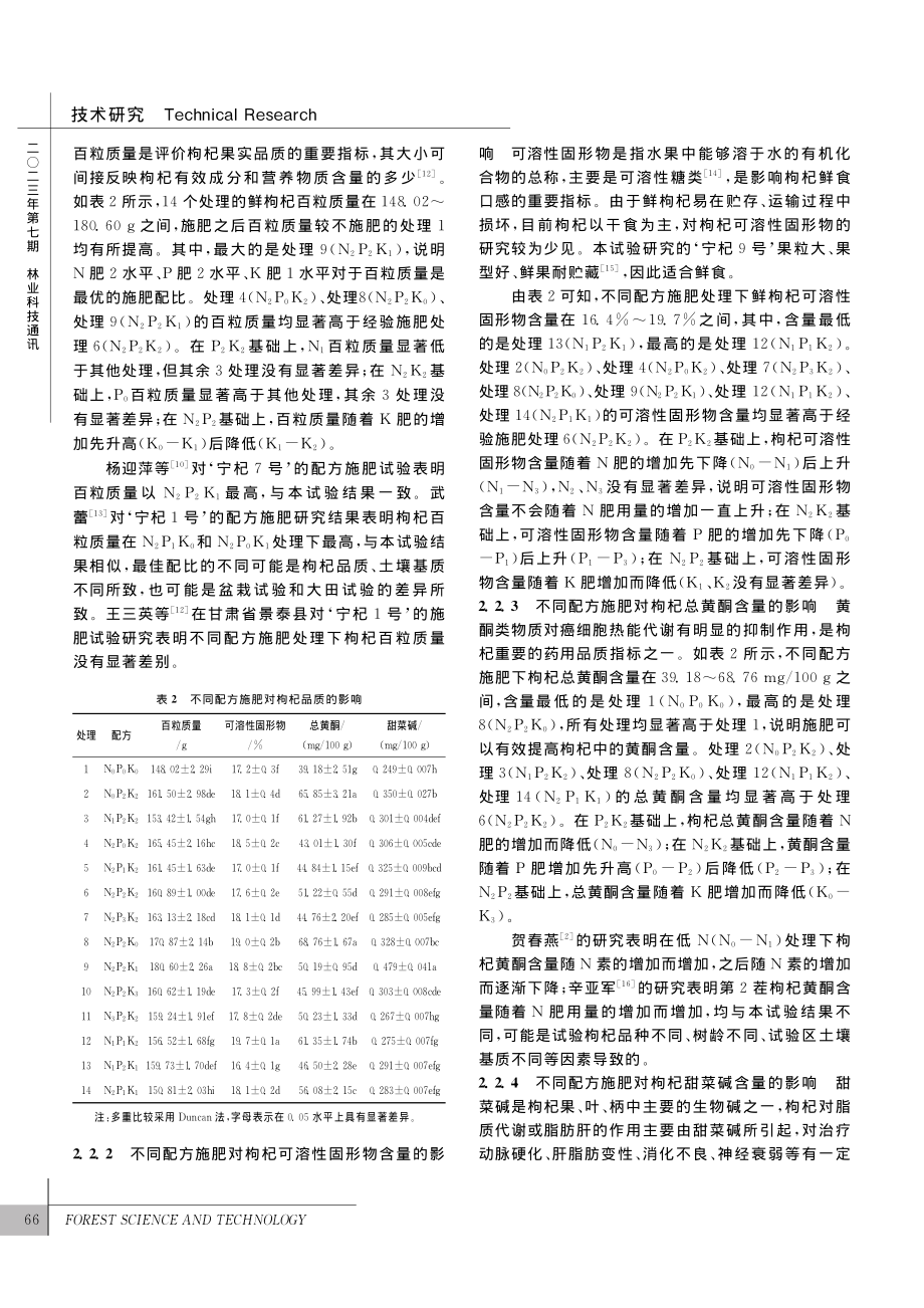 配方施肥对枸杞产量及品质的影响_安万秀.pdf_第3页