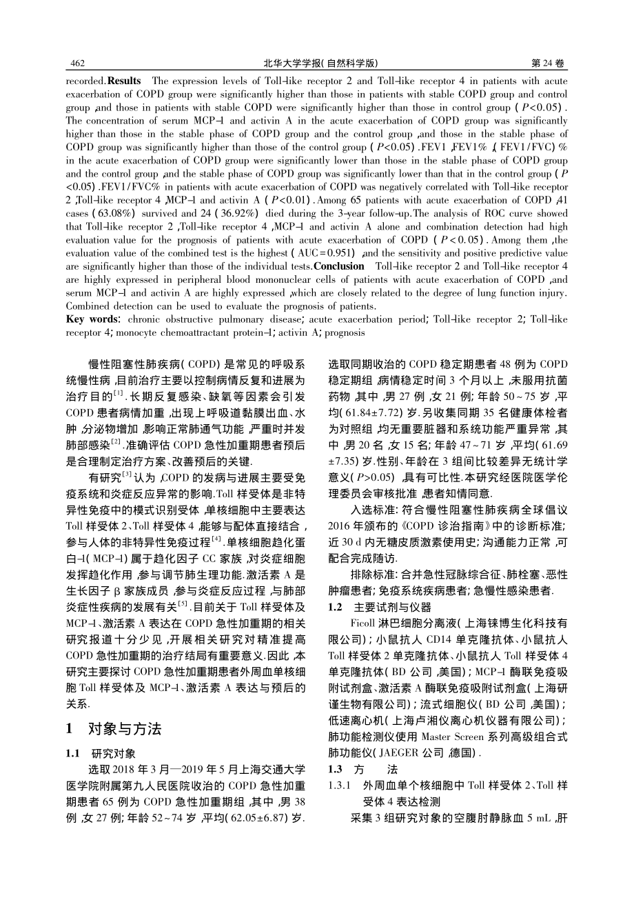 COPD急性加重期患者外周...、激活素A表达与预后的关系_云俊杰.pdf_第2页