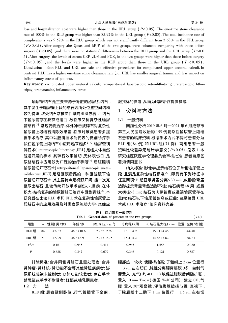 RLU术和URL术对复杂性...尿流动力学和炎症应激的影响_张寒.pdf_第2页