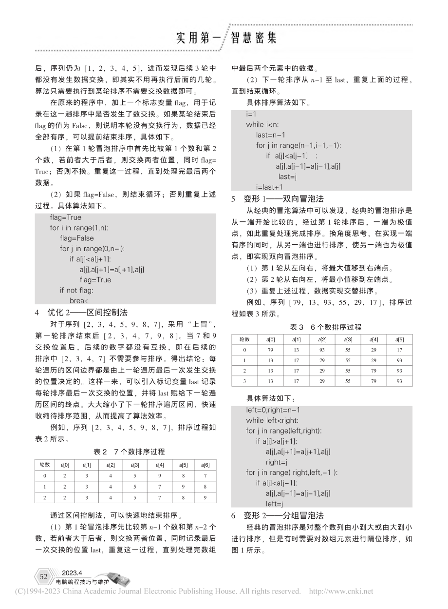 冒泡排序算法的几种优化与变形_胡伟东.pdf_第2页