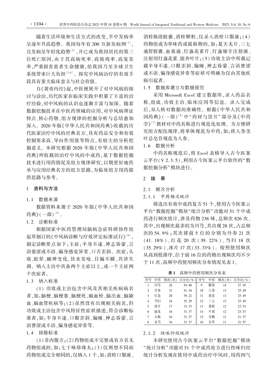 基于数据挖掘分析《中华人民...的用药特点及处方的配伍规律_张宓.pdf_第2页