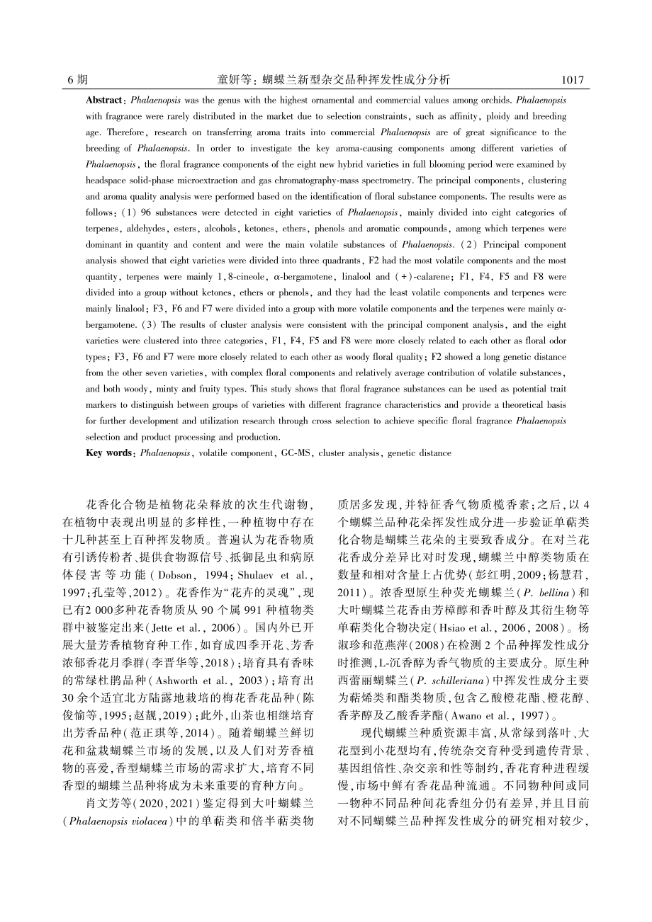 蝴蝶兰新型杂交品种挥发性成分分析_童妍.pdf_第2页