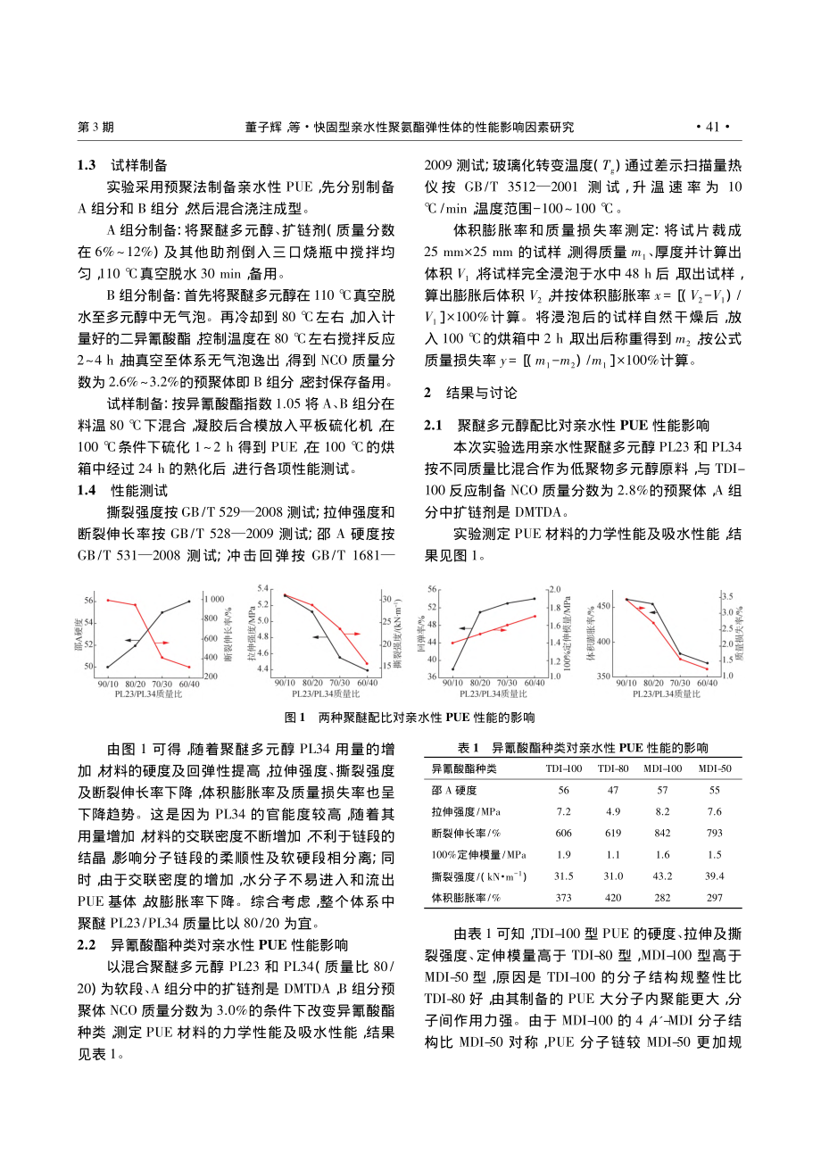 快固型亲水性聚氨酯弹性体的性能影响因素研究_董子辉.pdf_第2页