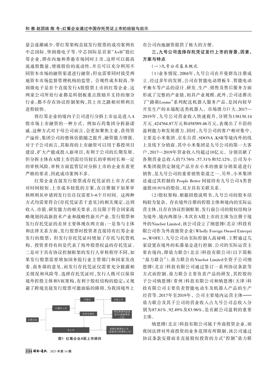 红筹企业通过中国存托凭证上...验与启示——以九号公司为例_和雅.pdf_第3页