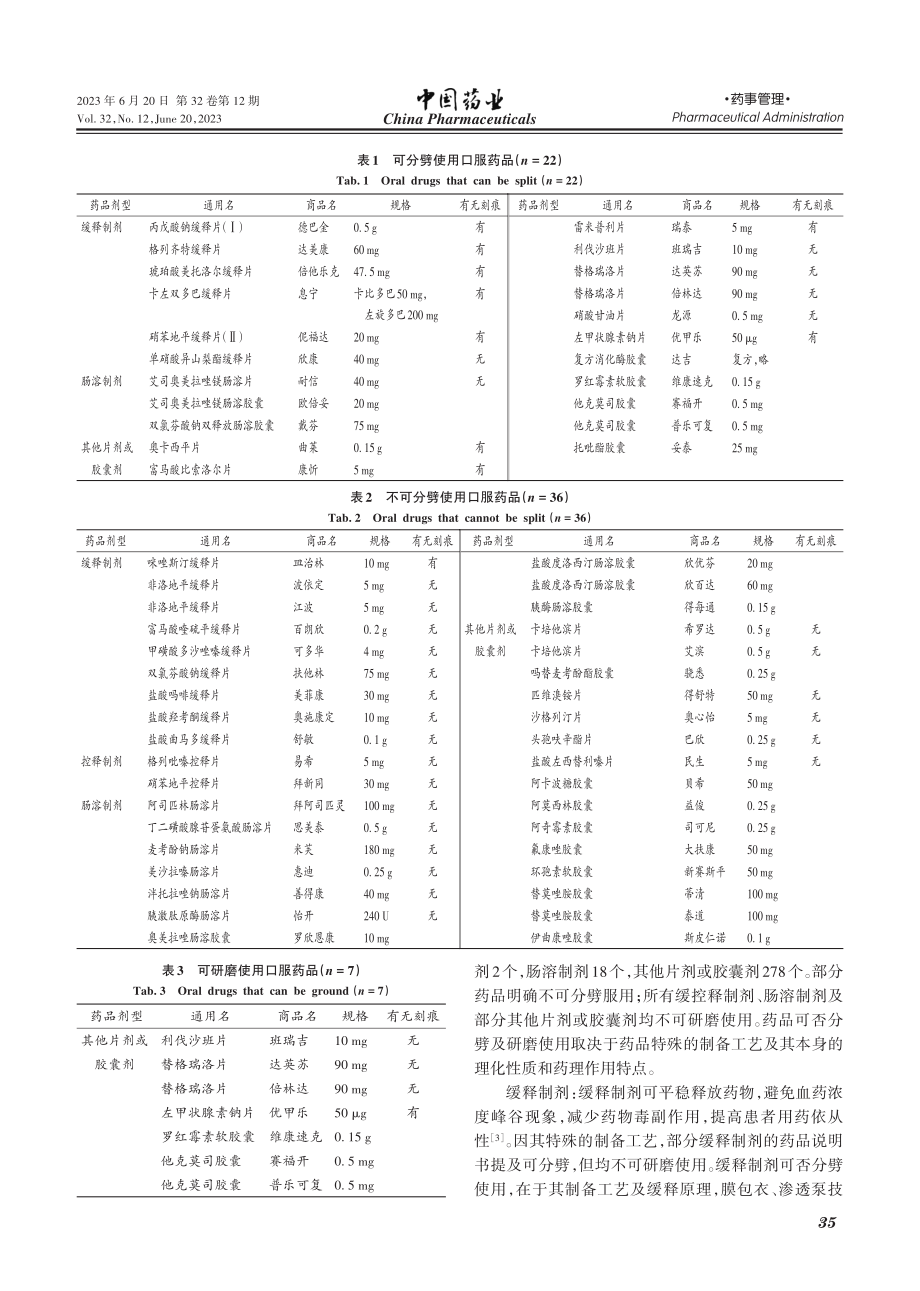 某院住院药房口服药品分劈及研磨情况分析_刘吉芳.pdf_第2页