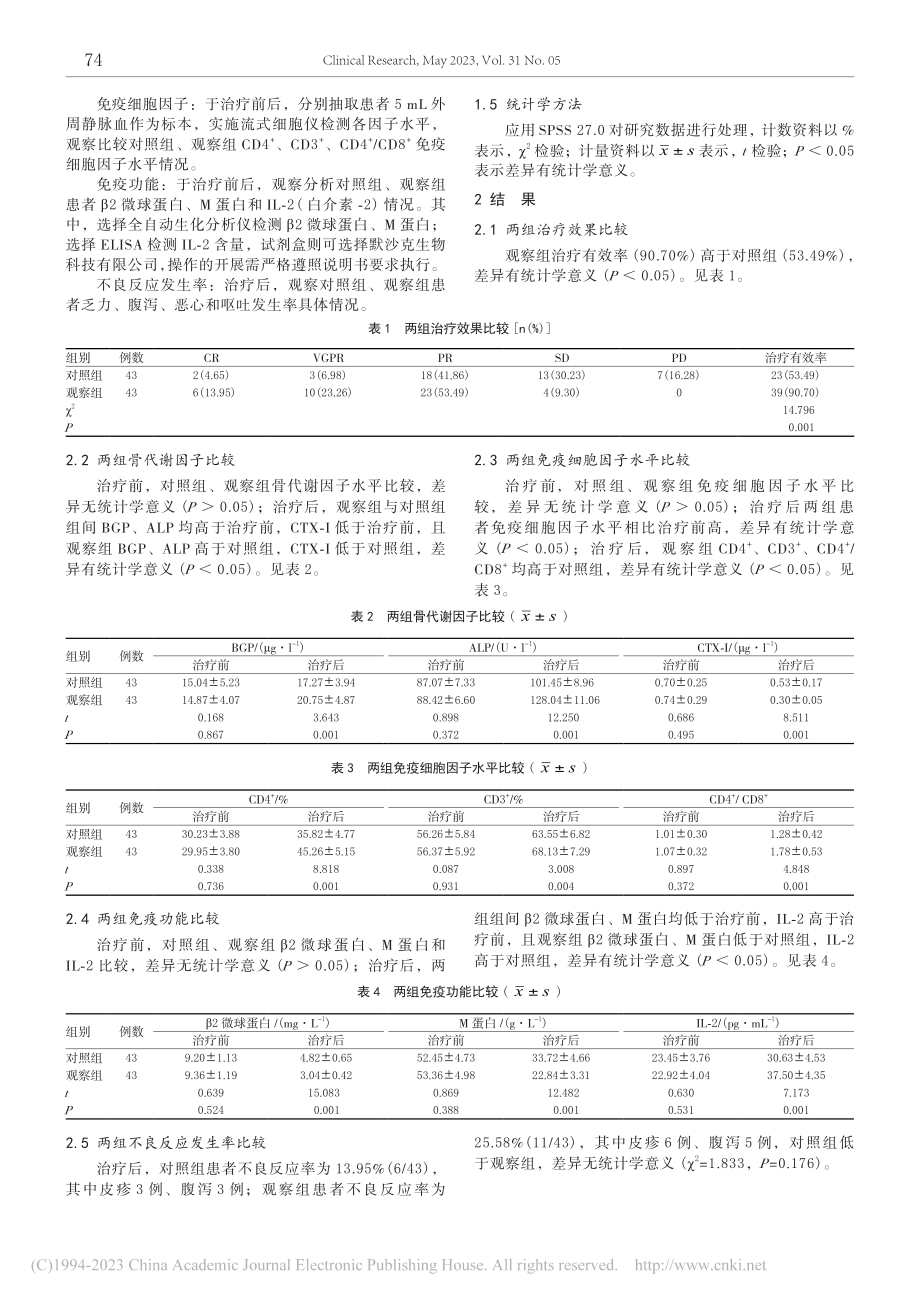 硼替佐米联合地塞米松及来那...多发性骨髓瘤的疗效及安全性_胡晓丽.pdf_第3页