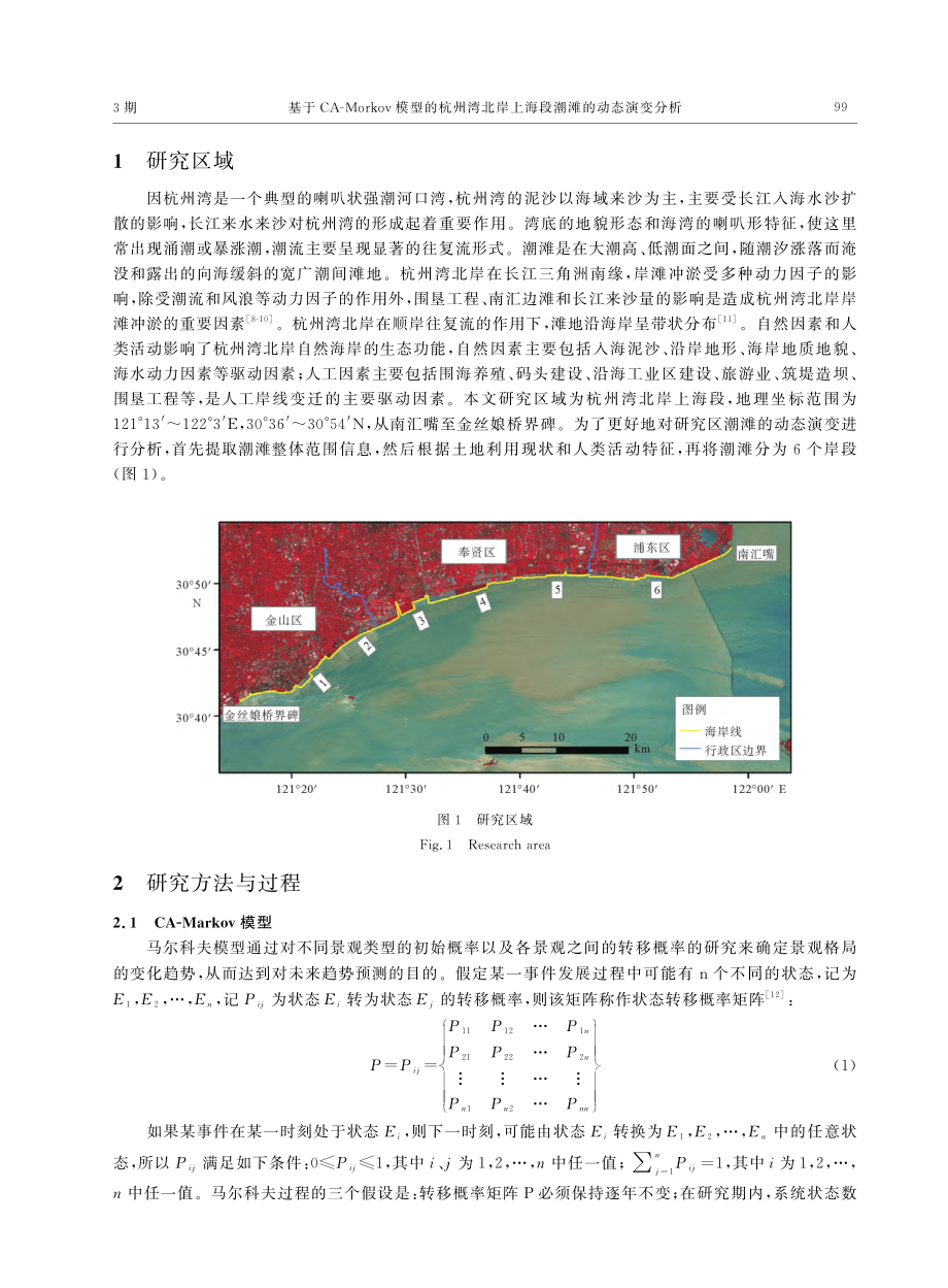 基于CA-Morkov模型...岸上海段潮滩的动态演变分析_劳国栋.pdf_第2页