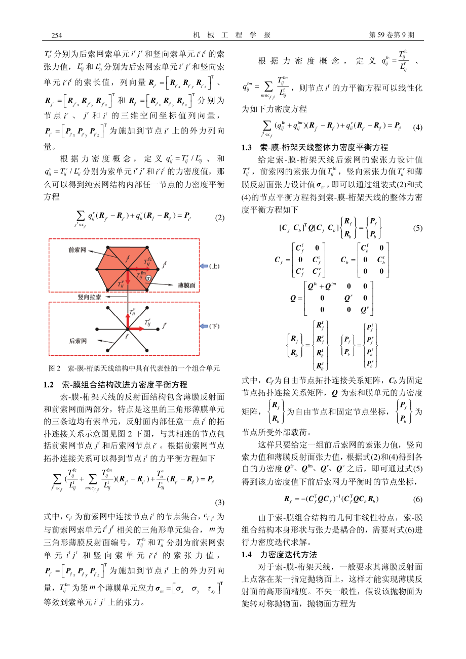 基于改进力密度法和非线性有...-膜-桁架天线形态优化设计_谷永振.pdf_第3页