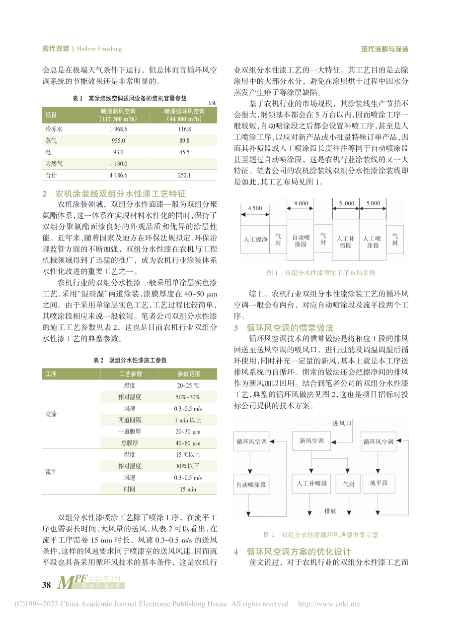 农机涂装线双组分水性漆工艺循环风方案的优化设计_关荣森.pdf_第2页