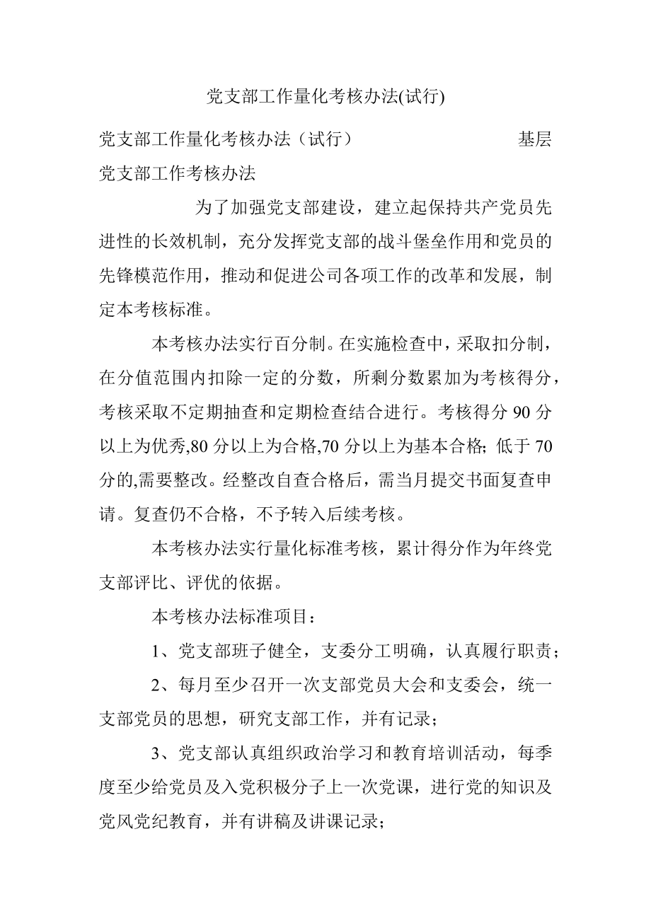 党支部工作量化考核办法(试行).docx_第1页