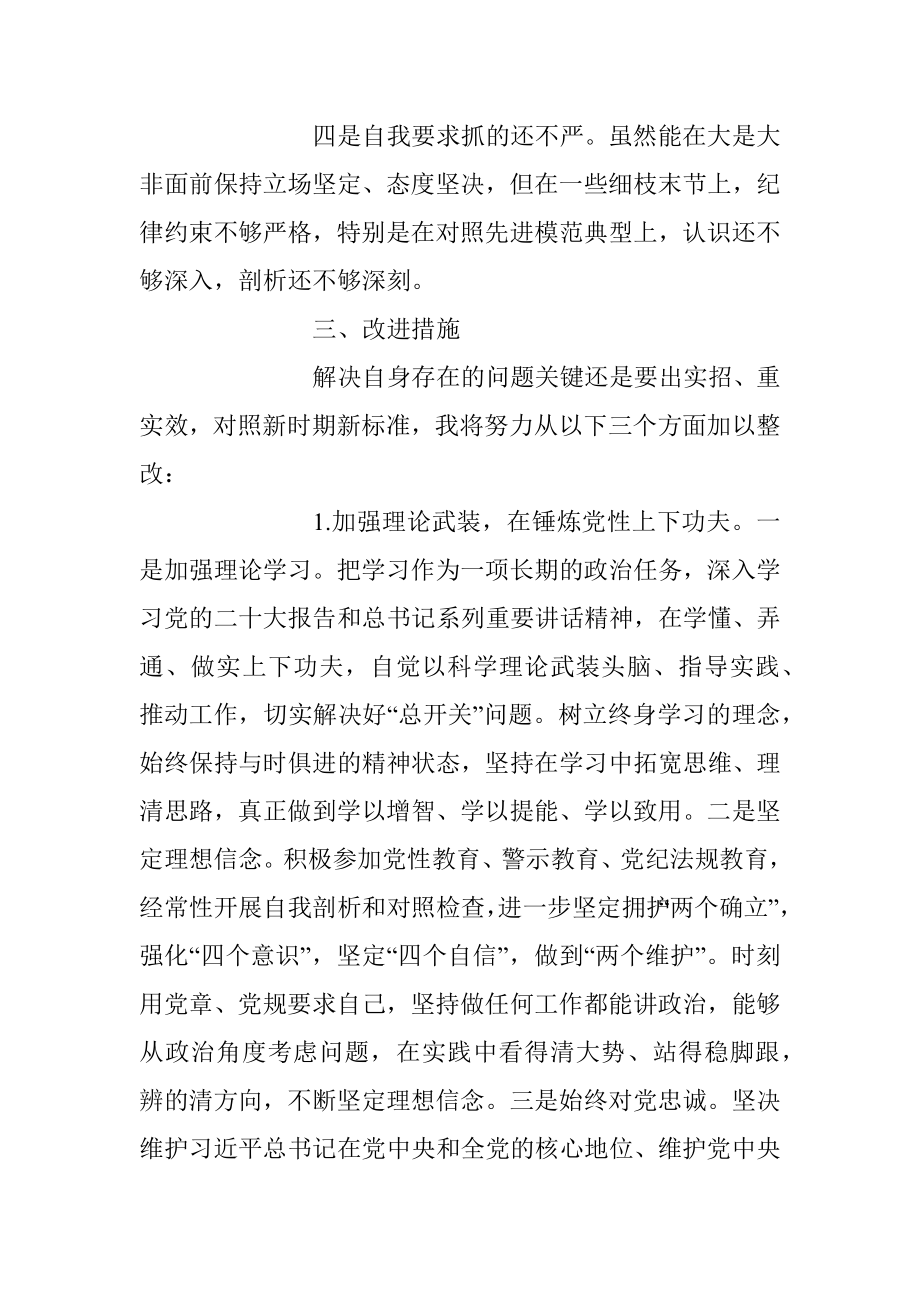 2023年党员干部专题组织生活会个人对照检查材料.docx_第3页