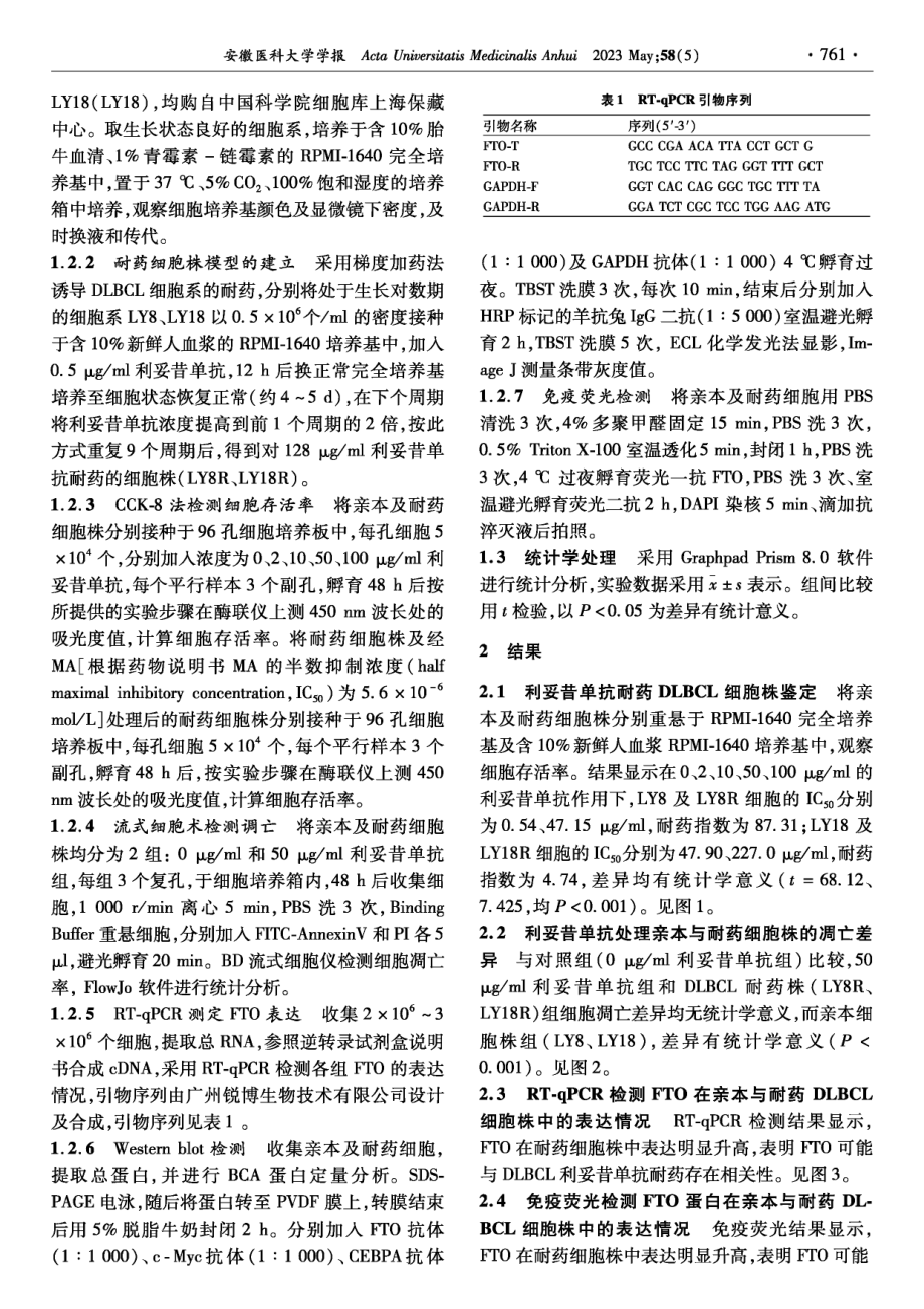 FTO及其抑制剂对DLBCL利妥昔单抗耐药的影响.pdf_第2页