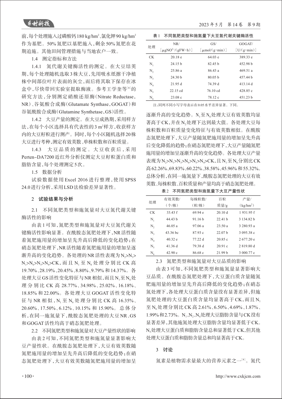 不同氮肥类型及施氮量对大豆产量和品质的影响_张家运.pdf_第2页