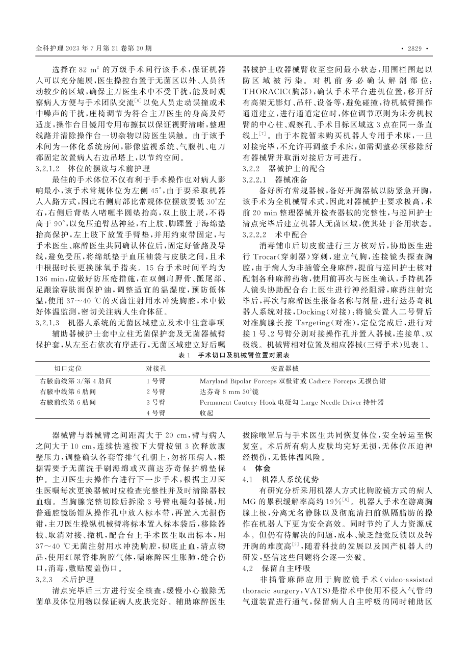 15例达芬奇机器人辅助非插...力胸腺扩大切除术的护理配合_刘莹.pdf_第2页