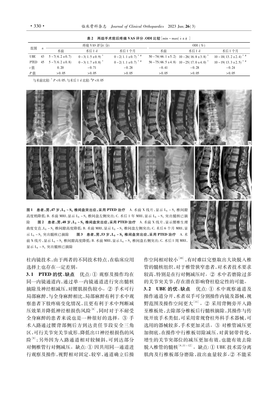 两种手术方法治疗腰椎间盘突出症的疗效比较_莫占峰.pdf_第3页